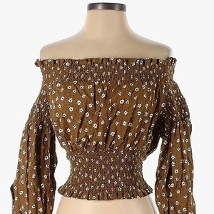 Zara Floral Peasant Crop Top